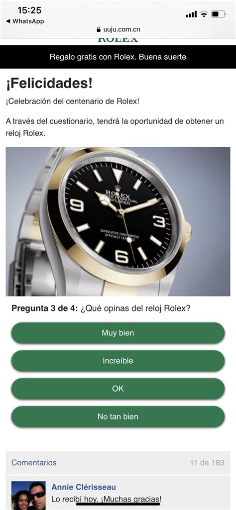 centenario de rolex whatsapp|Nadie te va a regalar un Rolex en WhatsApp: así es el .